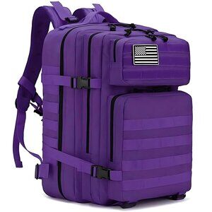 45L Tactical Backpack Purple Waterproof Multi Compartment for Camping Hiking